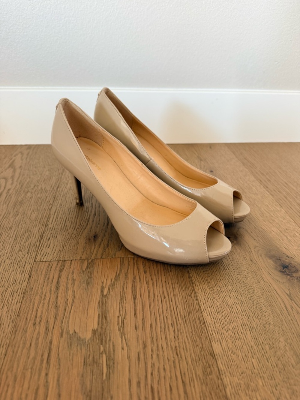 Classic Nude Patent Peep-Toe Pumps - Women's
